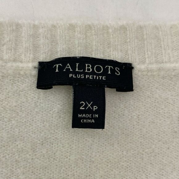 Talbots Sweater Womens Petite 2X Black White Hearts Striped Pullover Love Cute - Picture 3 of 7